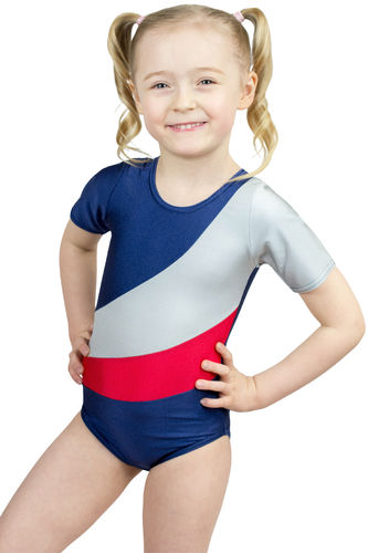 Gymnastikanzug "Diana" kurze Ärmel marine-silber-rot