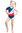 Gymnastikanzug "Diana" kurze Ärmel marine-silber-rot