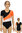 Gymnastikanzug "Diana" kurze Ärmel schwarz-orange-weiß