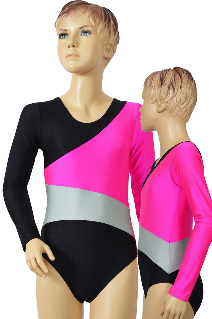 Gymnastikanzug "Susan" schwarz-pink-silber
