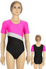Gymnastikanzug kurze Ärmel "Bertha" pink-silber-schwarz