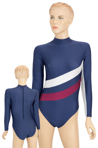 Damen Body dreifarbiges Modell Emmi marine-weiß-bordeaux
